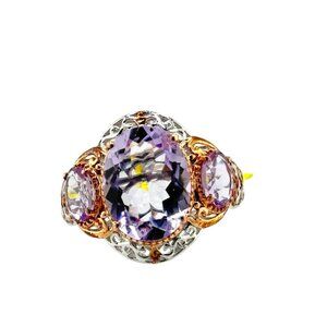 NWT Chuck Clemency Sterling Silver 3 Amethyst Ring Size 11 Statement Designer